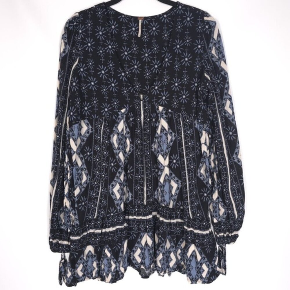 FREE PEOPLE Down‎ by the Bay TUNIC TOP MINI DRESS Peplum RAYON Size XS/TP